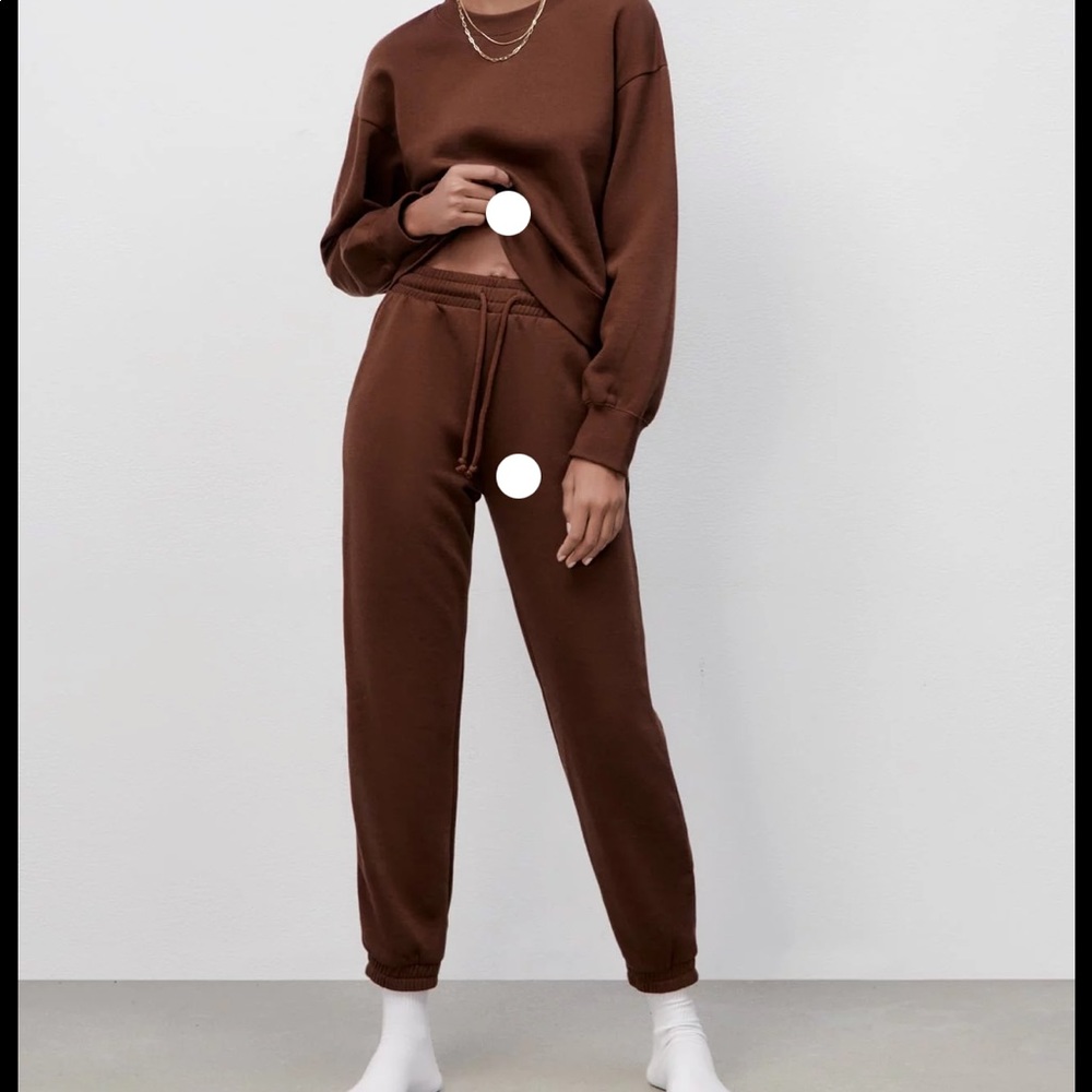 Zara plush sweatpants brown